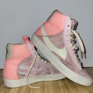 Nike Shoes Pink Tie Dye and Cream High-Top Sneakers